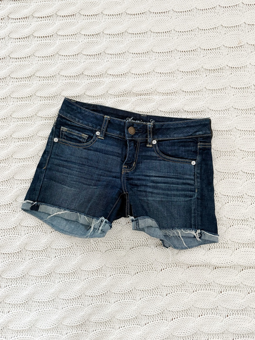 American Eagle Outfitters Dark Indigo Denim Cutoff Shorts
